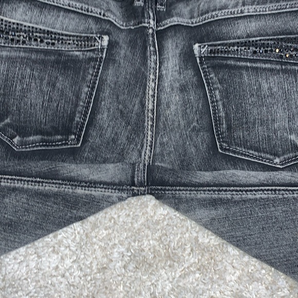 Express Jeans- Black Washed w/ Rhinestones- Sz 12- Zelda Slim Fit Ultra Low Rise - Picture 9 of 10